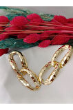 PRESS ÇİFT GEÇMELİ ZİNCİR METAL GOLD KÜPE