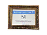A4 Boyutunda Varaklı Motif Gold Renk Diploma ve Sertifika Çerçevesi