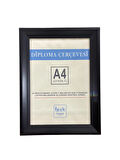 A4 Boyutunda Gerçek Camlı Diploma ve Sertifika Çerçevesi - Siyah Renkli