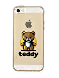 iPhone 5 Teddy Desenli Premium Şeffaf Silikon Kılıf