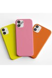 İphone SE 2 (2020) Uyumlu 3'lü Set Basic Telefon Kılıfı Koyu Sarı-Şeker Pembe-Turuncu
