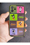 Iphone 12 Uyumlu Kamera Korumalı Mickey Mouse Tasarım Telefon Boyun Askılı Set Kılıf