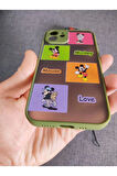 Iphone 12 Uyumlu Kamera Korumalı Mickey Mouse Tasarım Telefon Boyun Askılı Set Kılıf