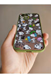 Iphone 12 Pro Uyumlu Kamera Korumalı Karışık Snoopy Tuşları Renkli Telefon Boyun Askılı Set Kılıf