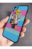 Iphone 12 Pro Uyumlu Kamera Korumalı Looney Tunes Tuşları Renkli Telefon Boyun Askılı Set Kılıf