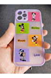 Iphone 12 Pro Mickey Mouse Tasarım Mor Tuşları Renkli Hux Kılıf