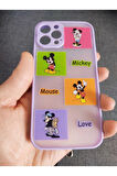 Iphone 12 Pro Uyumlu Kamera Korumalı Mickey Mouse Tuşları Renkli Telefon Boyun Askılı Set Kılıf