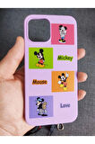 Iphone 13 Uyumlu Mickey Mouse Tasarım Içi Kadife Lansman Kılıf