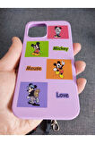 Iphone 13 Uyumlu Mickey Mouse Tasarım Içi Kadife Lansman Kılıf