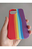 Iphone 13 Pro Max Uyumlu Rainbow Tasarım Içi Kadife Yumuşak Dokulu Kılıf