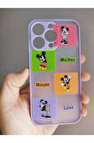 Iphone 13 Pro Uyumlu Mickey Mouse Tasarım Tuşları Renkli Telefon Boyun Askılı Set Kılıf