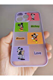 Iphone 13 Pro Uyumlu Mickey Mouse Tasarım Tuşları Renkli Telefon Boyun Askılı Set Kılıf