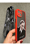 İPhone 14 Uyumlu Mustafa Kemal Atatürk Tasarım Telefon Boyun Askılı Set Kılıf