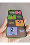 Iphone 14 Uyumlu Kamera Korumalı Mickey Mouse Tasarım Tuşları Renkli Telefon Boyun Askılı Set Kılıf
