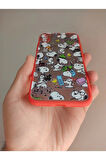 Iphone X / Iphone Xs Uyumlu Snoopy Tasarım Tuşları Renkli Telefon Boyun Askılı Set Kılıf