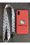 Iphone X Iphone Xs Hello Kitty Tasarım Telefon Boyun Askılı Set Kılıf