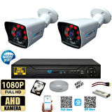 2 Kameralı 500 GB HDD 5MP Lensli 1080P FULLHD Kamera Seti - Su Gecirmez- Sabit İP Gerektirmez