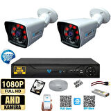 2 Kameralı 250 GB HDD 5MP Lensli 1080P FULLHD Kamera Seti - Su Gecirmez- Sabit İP Gerektirmez