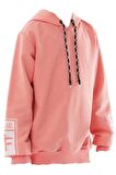 Kız Çocuk/Erkek Çocuk Urban Yazı Desenli Kol Sırt Yazı Desenli Sweatshirt Mercan