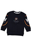 Erkek Çocuk Refnagk Yazı Desenli Lacivert Penye Sweatshirt