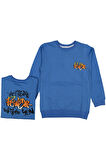 Erkek Çocuk Çift Taraf Power Yazı Desenli PENYE Mavi Sweatshirt