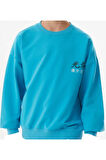 Erkek Çocuk Önü Yazı Sırtı Yılan Desenli Mavi Renk Sweatshirt