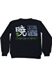 Erkek Çocuk /Kız Çocuk Çift Taraf Anime Karakter Yazı Desenli Siyah Sweatshirt
