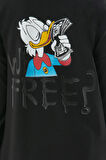 Erkek Çocuk /Kız Çocuk Free Yazı Ördek Desenli Çift Taraf Baskılı Siyah Renk Sweatshirt