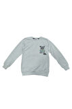 Erkek Çocuk Panda Star Önü Arkası Yazı Resim Desenli Gri Renk Sweatshirt