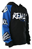 Erkek Çocuk Realty Yazı Desenli Kolları Yazılı Kapüşonlu Siyah Renk Sweatshirt