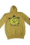 Erkek Çocuk Önü Arkası Kolu Emoji Smile Desenli Hardal Renk Kanguru Cepli Kapüşonlu Sweatshirt