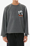 Erkek Çocuk Superb Önü Arkası Yazı Resim Desenli Antrasit Renk Sweatshirt