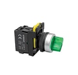 Universal Kompakt Şalter 22 Mm Yeşil Led Işıklı Kalıcı Mandal Buton 1no 220v