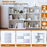 Uzatılabilir Raflı Kitaplık Küçük Alanlar veya Köşeler için 3 Katlı Merdiven Tipi Alçak Kısa Kitaplık