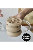 Koreo Ateşe Temas Edebilen Asimetrik Kulplu Bardak Kupa 430 ml