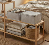 2'li Gri Çizgili Çorap Hurcu | Çok Amaçlı Dolap Içi ve Çekmece Içi Düzenleyici 29x24x17 cm