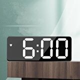 LED ayna dijital masa saati, elektronik çalar saat, takvim termometre, parlaklık, erteleme fonksiyon