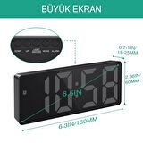 LED ayna dijital masa saati, elektronik çalar saat, takvim termometre, parlaklık, erteleme fonksiyon
