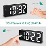 LED ayna dijital masa saati, elektronik çalar saat, takvim termometre, parlaklık, erteleme fonksiyon