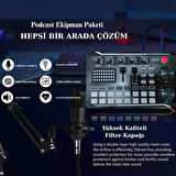 Profesyonel Mikrofon Seti Canlı Yayın Ses Mikseri Kartı Kayıt Stüdyosu Podcast  Oluşturma