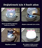 Yıldızlı Projektör Gece Lambası Dönen Gökyüzü Çocuklar İçin Hediyelik 6 Projeksiyon Filmi