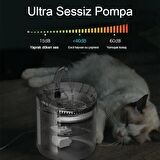 Akıllı Sesiz Kedi Köpek Sessiz Şeffaf Otomatik Pet Su Pınarı Çeşmesi Sebili