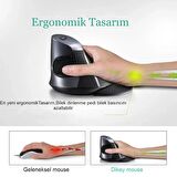 Delux M618gx  Avuç içi  Ergonomik Dikey 6 Tuşlu Kablosuz Optik Mouse Kauçuk koruyucu kabuk fare