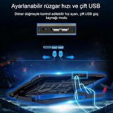14-15.6 inç 2 USB 6 Fanlı Sesiz  NOTEBOOK - LAPTOP Soğutucusu Oyun Dizüstü LED Ekran Standı