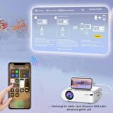 P62 Full HD Mini Projeksiyon Cihazı Ev Sinaması Wifi & Ios & Android Cep Tel Yansıtma Cihazı