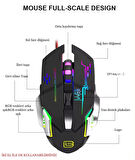 2.4Ghz Bluetooth Kablosuz Oyun Gaming ve ofis Faresi Mouse LED 7 Renk RGB PC Dizüstü USB Mouse