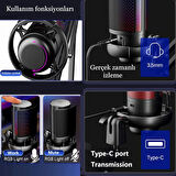 Rgb Ve Usb Podcast Gamer Youtuber Mikrofon Seti Online Ders Oyuncu Yayıncı Condenser Mikrofon Seti