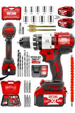 Brushless 58 v 5ah Çelik Şanzıman 10 Pilli Çift Akülü Darbeli Şarjlı Matkap Vidalama-KIRMIZI