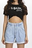 Ice Kot Önü Pileli Yüksek Bel Jean Şort