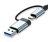 Inca IUTP-7T USB/Type-C Hub X5 USB 3.0 + 2 Type-C  Aluminyum Kasa 